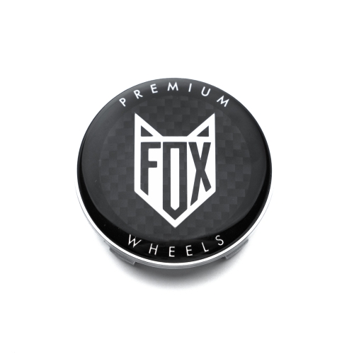 Carbon Fibre Effect Fox Wheels Emblem & Silver Cap 65mm